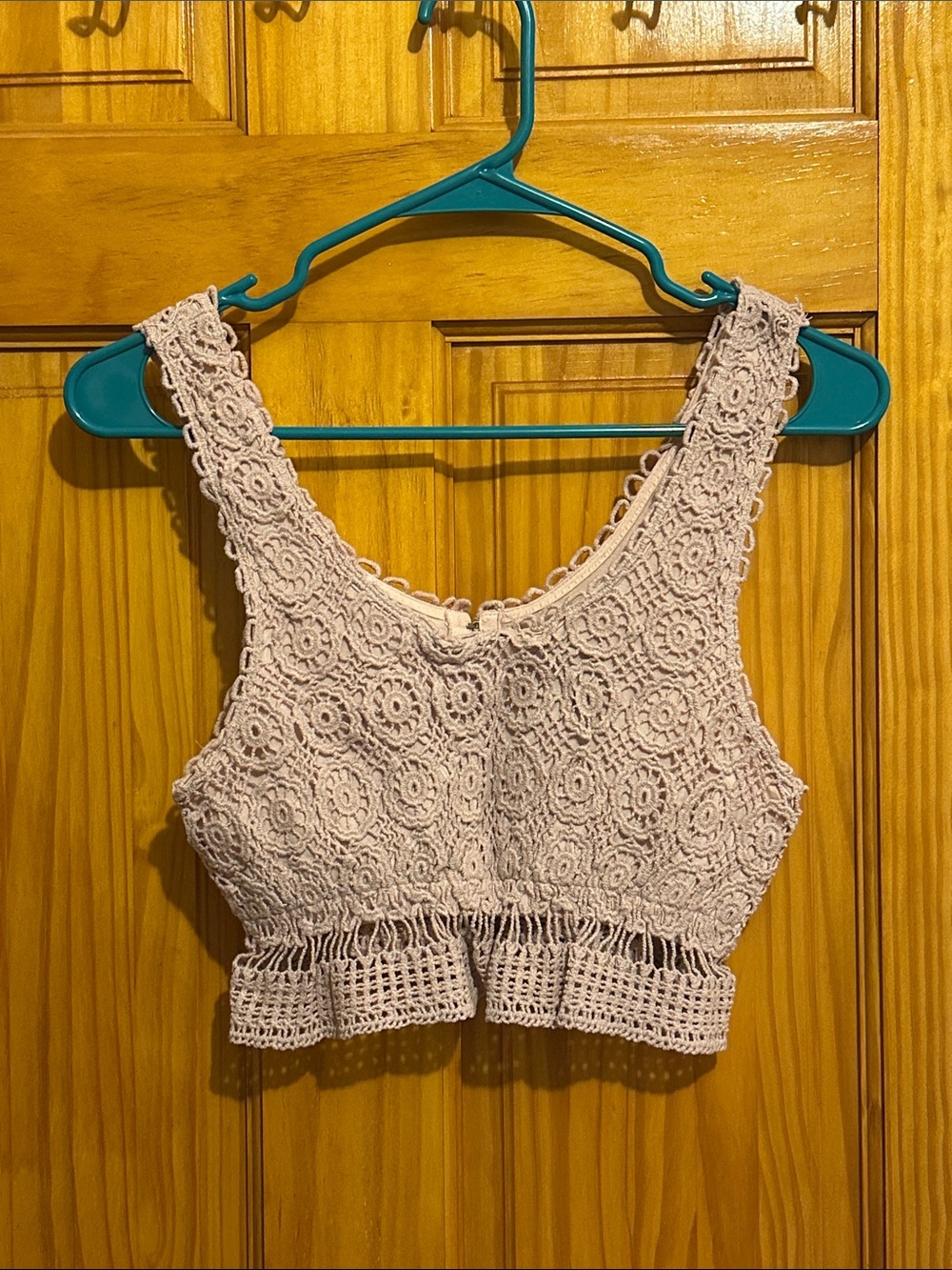 Wet Seal Crochet Crop Top - Pale Pink
